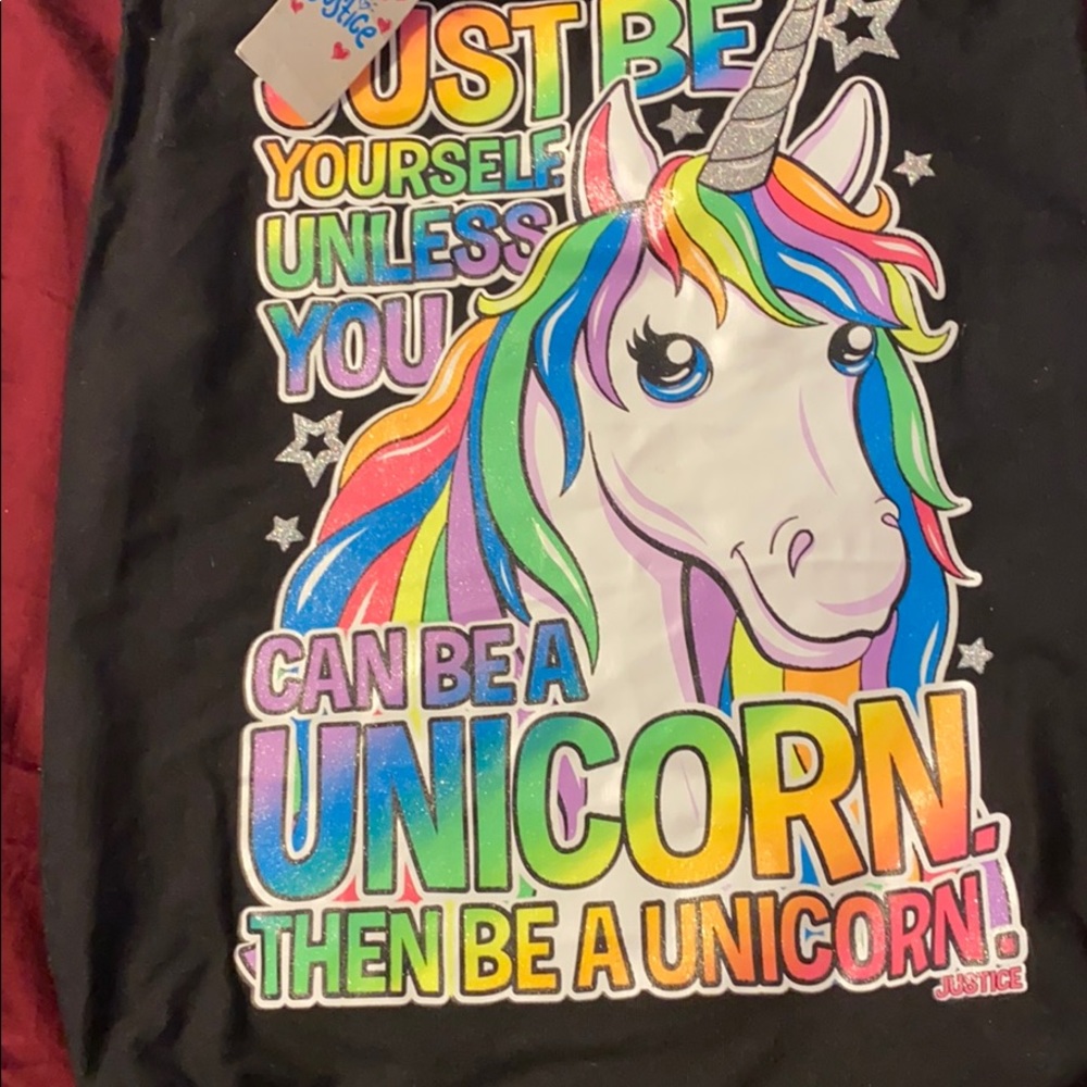 Justice black bag with unicorn design brand new